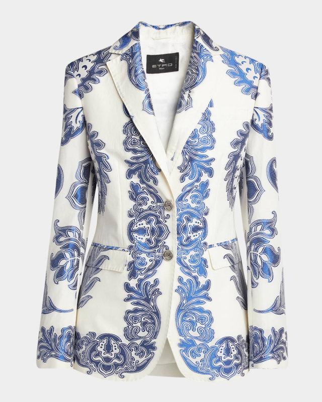 Shiny Engineer Jacquard Single-Breasted Blazer